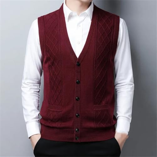 Men's Knitted Sweater Vest Fall Winter Casual V-Neck Button Front Cardigan Waistcoat for Layering4