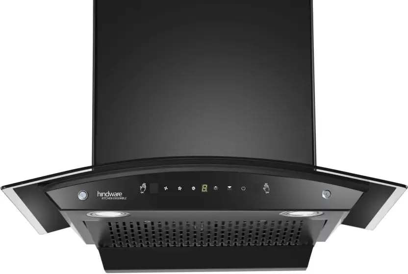 Hindware Smart Appliances DIVINA NEO 75 cm 1200 m³/hr Filterless Auto-Clean Chimney With Metallic Oil Collector, Motion Sensor & Touch Control For Easy Operation 2024 Model (Curved Glass, Black)-image-39