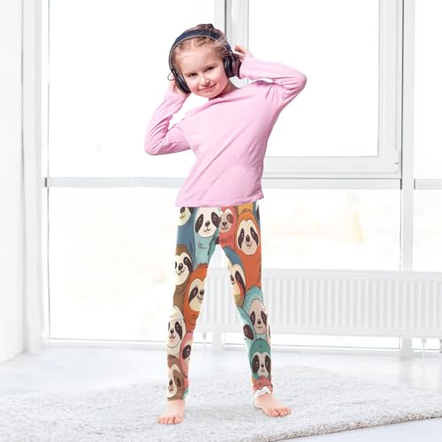 Toddler Girls Leggings Printed Yoga Pants Leggings Colorful Sloth Heads for Kids4