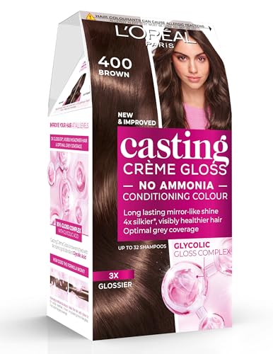 L'Oréal Paris Casting Crème Gloss, Semi-Permanent Hair Dye, Radiant & Natural Colour, Shade: Brown 400
