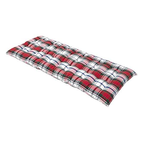HOMESCAPES Red Tartan Garden Bench Cushion Cover