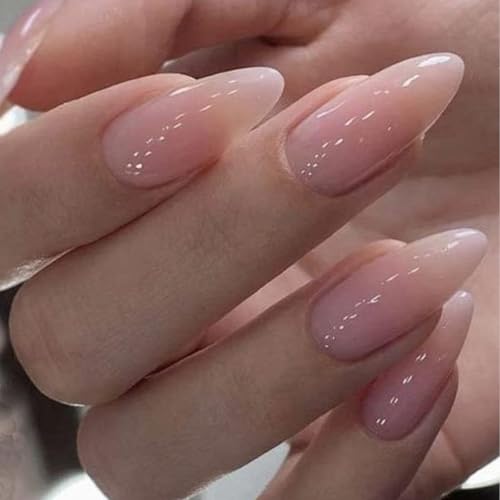 Kabwea 24 piezas Press On Nails Medium Almond,Uñas de Gel para pegar, Uñas de Gel Artificiales, Uñas postizas, Uñas postizas, Uñas de Gel X, Uñas Press On, Uñas de Gel para pegar