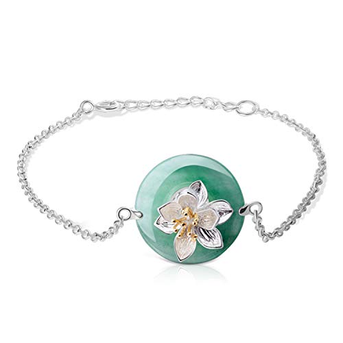 Lotus Fun S925 Pulsera de Plata esterlina Lotus Whispers Pulseras Piedras Naturales Joyas u00a8u00b2Nicas Hechas a Mano Creativas para Mujeres y ni?as