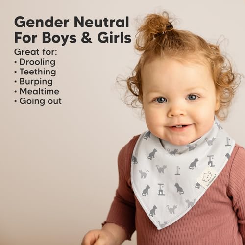 Image of 8pk Organic Baby Bandana Bibs for Drooling and Teething (Pets & Paws)