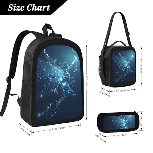 Abstract Blue 3 Pcs 17 Inches Backpack Set with Insulated Lunch Bag And Pencil Pouch Large Back Pack for Men Women Lunchbox Pencil Case Waterproof Backpacks Lunch Box 3 Piece Daypacks4