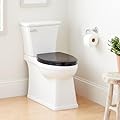 Signature Hardware 483987 Benbrook 1.28 GPF Two Piece Skirted Elongated Toilet - ADA Compliant, Elongated Heavy Duty Black Seat Included - White/Chrome Lever