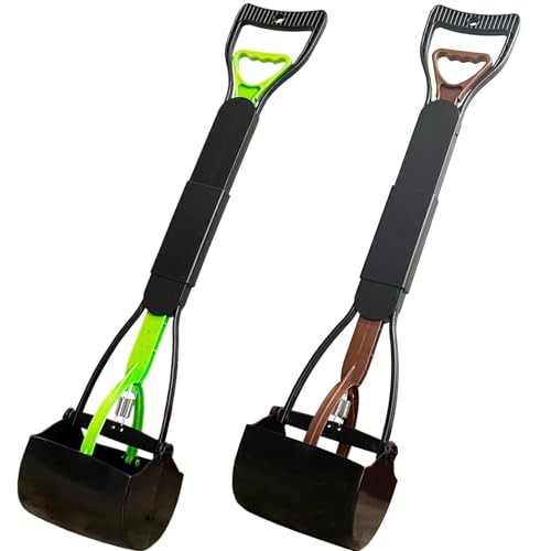 Image of ienjoyed 2 Pieces Pooper Scooper, Large Pooper Scooper for Dogs Heavy Duty, Dog Pooper Scooper with Long Handle & High Strength Durable Spring, Foldable Dog Poop Pick Up(28-inch)