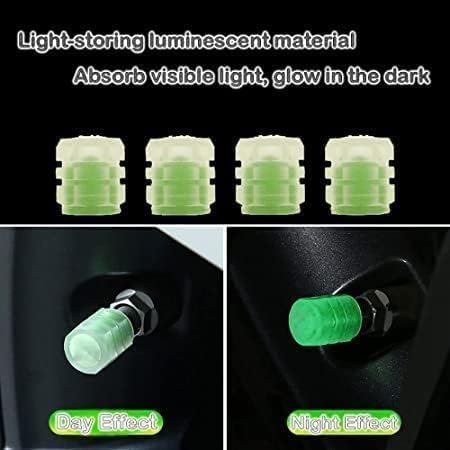Image of New Bike Car Tyre Air Valve Caps Universal Fluorescent Tire Valve Caps for Cars & Bikes with Neon Glow Brighten Up Your Ride Instantly (Pack of 4, Green)