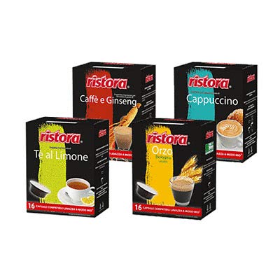 Ristora - Mix de cápsulas de 4 tipos compatibles con Lavazza A Modo Mio 128
