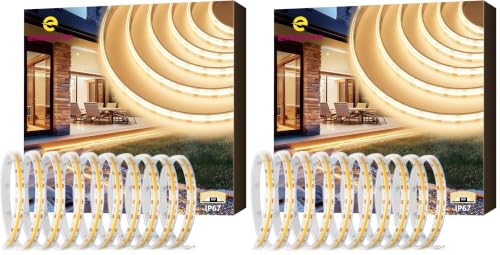 Image of EMITEVER Warm White COB Strip Light 3000K 16.4ft,IP67 Waterproof,Dimmable (Pack of 2)