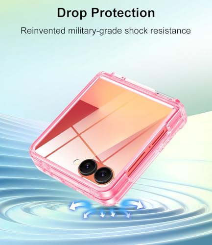 Btscase for Galaxy Z Flip 7 Case Magnetic with Hinge Protection & Hidden Foldable Kickstand,[Built-in Front Screen Protector] [Compatible with MagSafe] Marble Slim Full Body Protective Case,Rose Gold - image 8
