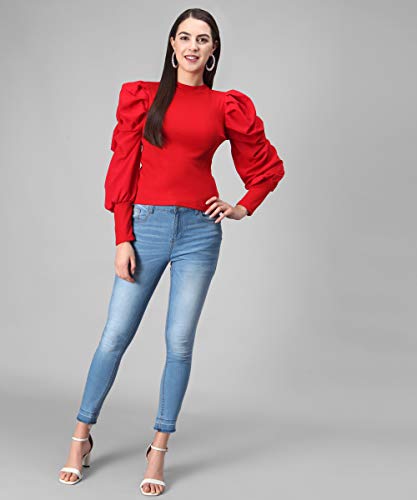 Image of FUNDAY FASHION Women's Cotton Full Sleevs Flurred Regular Fit Top