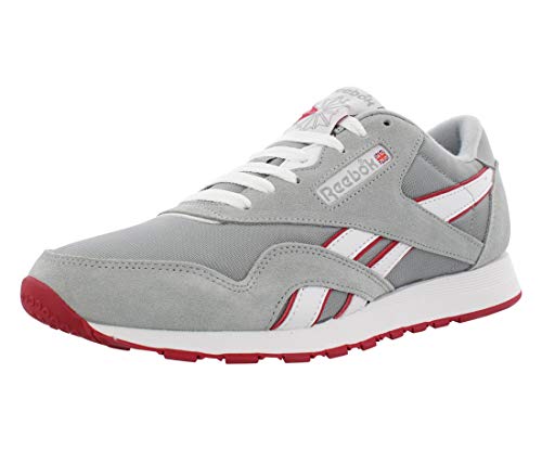 Reebok Mens CL Nylon Baseball Grey White Flash RED Size 10