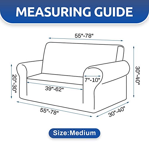 KEKUOU Stretch Loveseat Sofa Cover Slipcover,Couch Covers for 2 Cushion Couch Sofa (55"-78") Furniture Protector Sofa with Elastic Bottom for Kid,Dog. Jacquard Small Checked (Medium,Pureed Pumpkin)
