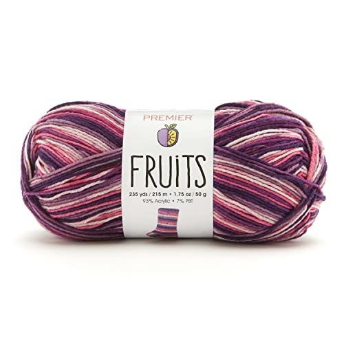 Premier Yarns Fruits Yarn, Acrylic Sock Weight Yarn for Crocheting and Knitting, 235 yds, Plum