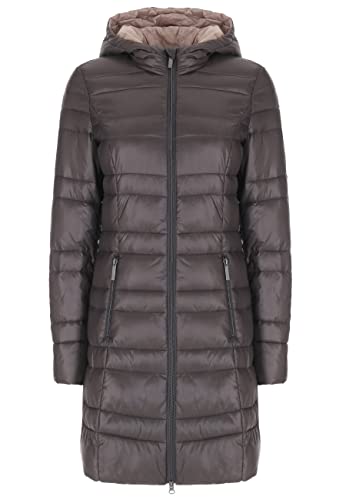 ppep. leichter Steppmantel mit Kapuze für Damen, chocolate taupe, Größe 42