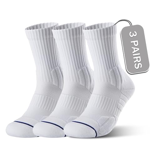 CONRAN KREMIX Running Socks White Crew Socks Men 3 Pairs