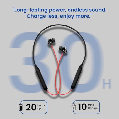Image of One.Plus Compatible Bluetooth Wireless Neckband | 40H Playtime, Super Bass Audio, ENC Noise Reduction Mic, Dual Device Connect | Fast Charging Headset