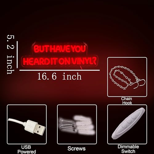 Image of Retro Music LED Neon Sign for Wall Decor, But Have You Heard It On Vinyl Red Letter Neon Lights for Music Room Decor,Live Room Recording, Studio Decorations,Party, Cafe, Bar,Christmas Gift