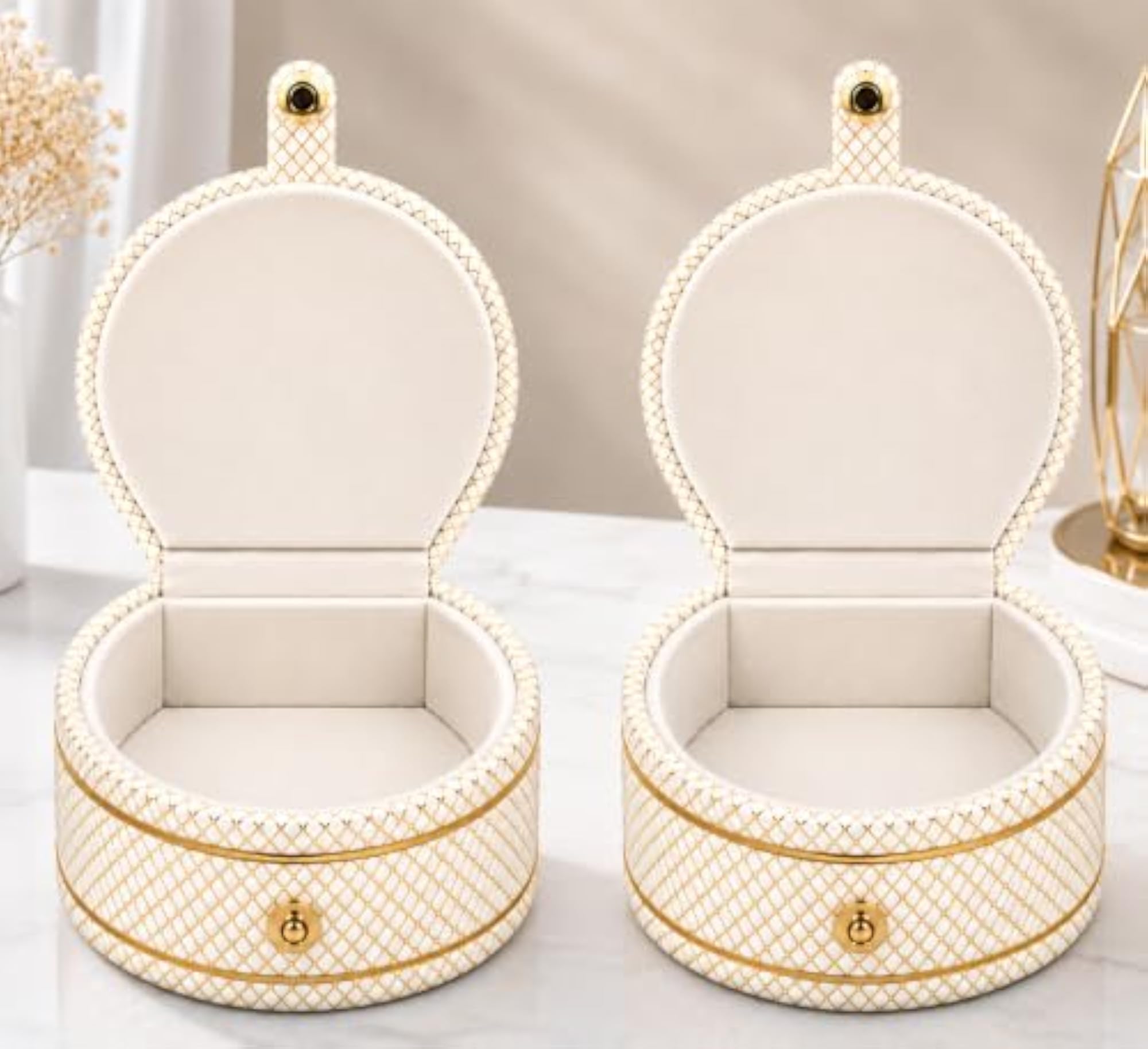 PU Leather Cosmetic & Jewellery Organizer Box, Pack of 2