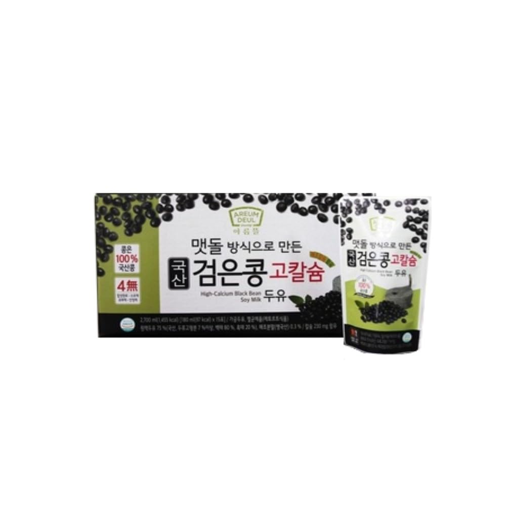 Areumdeul Black Bean Soy Milk with Grain Flavors 180ml x 15 Pack (1 set, Black Soybean Milk)