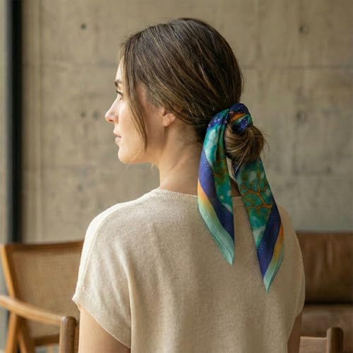 Image of Satin Silk Small Square Scarf for Women, Printed Soft and Comfy Neck Head Tie Scarf Bandana
