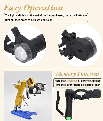 Image of Spray Gun Lighting System, Light Universal Automotive Spray Gun Fill Light with 3 Brightness, Memory Function, White Warm Light, Spraying Auxiliary Rechargeable Light for Home and