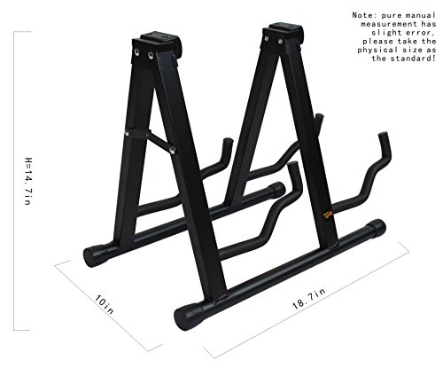 YMC Universal Folding Double Guitar Stand with Secure Lock - for Acoustic and Electric Guitar