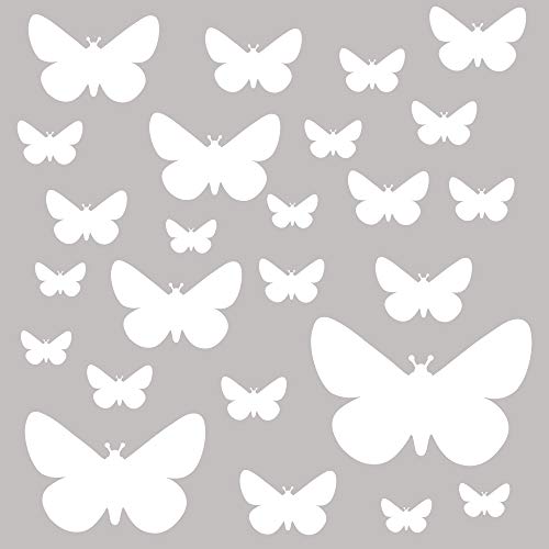 PREMYO Set 25 Adesivi Murali Bambini Farfalla - Wall Stickers Muro Cameretta - Decorazione Parete Camera da Letto Bianco