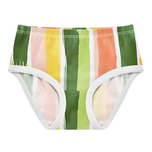 Kids Underwear, Vertical Stripes Green Pink Toddler Girl Briefs, Girls Cotton Underwear, 2T–8 Years
