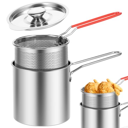Foribyw Mini Deep Fat Fryer Set, Stainless Steel