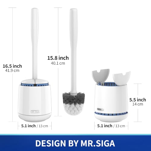 Image of MR.SIGA Toilet Bowl Brush and Holder, Sturdy Long Handle, White, 1 Pack