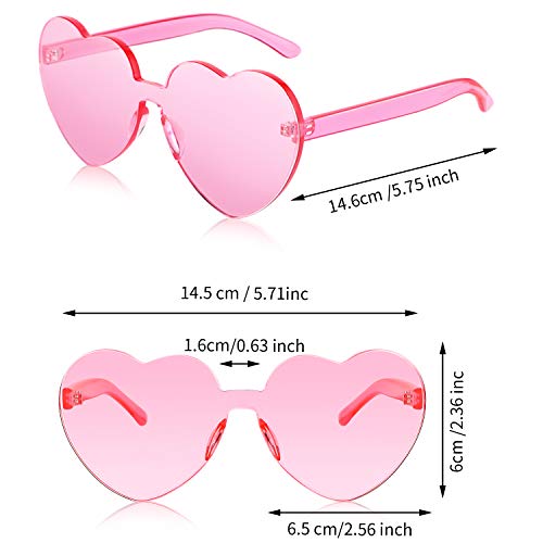 Frienda 6 Pieces Heart Sunglasses Pink Sunglasses Thick Heart Shaped Sunglasses for Party Cosplay3