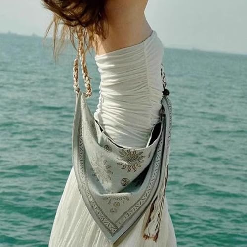 Women's Unique Boho Summer Bag,Bohemian Crossbody Tote Bags,Chic Shoulder Handbag for Beach Travel Vacation Shopping2