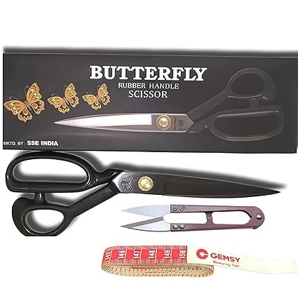 Butterfly Premium Tailoring scissors, Thread cutter, Measuring tape for cloth - Professional Fabric Sewing anti rust stainless steel Tailor Scissors - Best Multipurpose Scissor