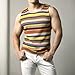 JOGAL Mens Rainbow Striped Sleeveless Shirts Multicolored Casual Tank Tops Brown Small