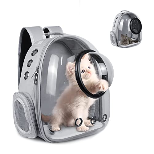 Cat Backpack Carrier Bubble Bag, Dog Backpack Carrier for Small Dogs with Two Covers, Pet Carrier Dog for Traveling Backpack Airline Approved Travel Carrier Grey Black