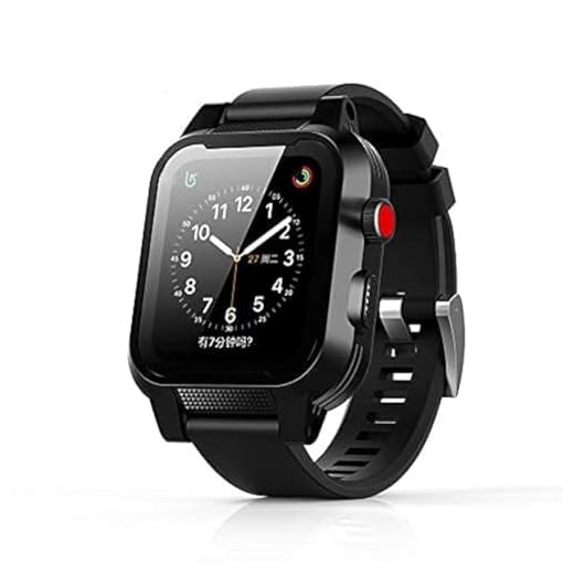 ShellBox Case IP68 Waterproof Watch Case for Apple Watch Case 38mm Series 3 & 2 Heavy Duty Shockproof Impact Resistant iWatch Full Sealed Case with Premium Soft Silicone Replaceable Watch Band (Black)