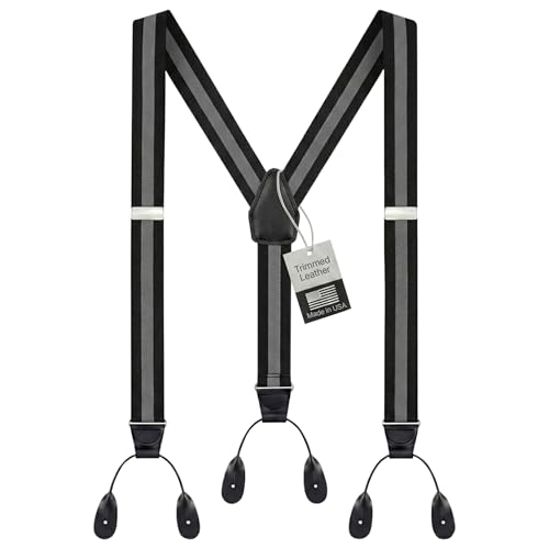 Image of HOLD'EM Tuxedo Button Suspenders for Men - Mens Dress Suspenders Formal | 100% Genuine Leather | Made in USA | Regular & Tall