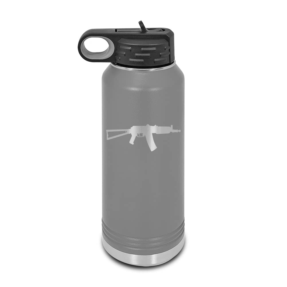 AKS74U Laser Engraved Water Bottle Customizable Polar Camel Stainless Steel with Straw - AK ak74 Dark Gray 32 oz