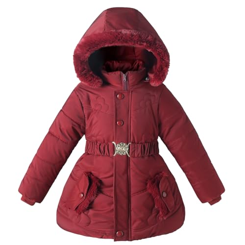 Little Girls Winter Parka Coats Fleece Outwear Hooded Puffer Jacket Snow Clothes