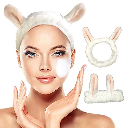 Womens Headband for Washing Face Cute Bunny Ears Spa Headband Soft for Makeup Yoga Skincare Shower