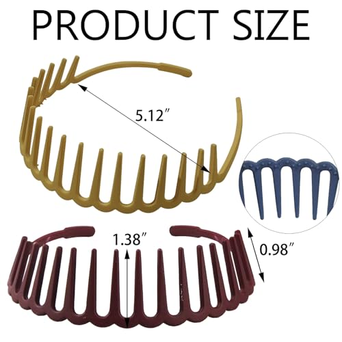 Sheharuhi 6 Pcs Zig Zag Headbands For Women And Girls Shark Teeth Plastic Hair Band 90S Fashion Non Slip Comb Effortless Spike Headband thumb #2