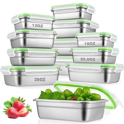 12 Pcs Stainless Steel Food Storage Containers