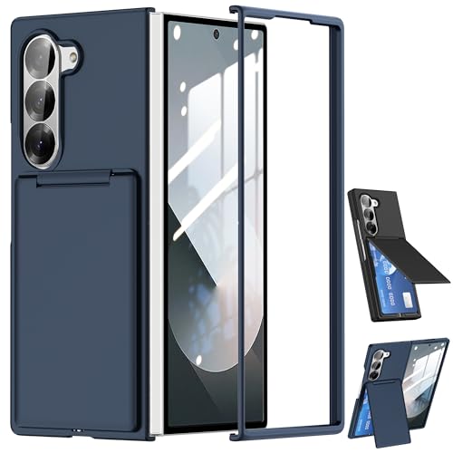 Étui Galaxy Z Fold 6 avec porte-cartes et béquille - Coque Samsung Fold6 bleu translucide