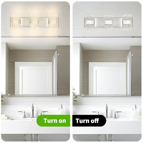 Image of Bathroom Vanity Light Fixture, Modern Brushed Nickel LED Vanity Light, Dimmable 19W LED Wall Sconce Lighting for Bathroom, Bedroom, Perfect for Makeup & Shaving