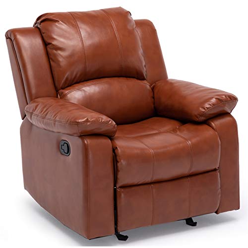 Clifton Caramel Faux Leather Glider Rocker Recliner