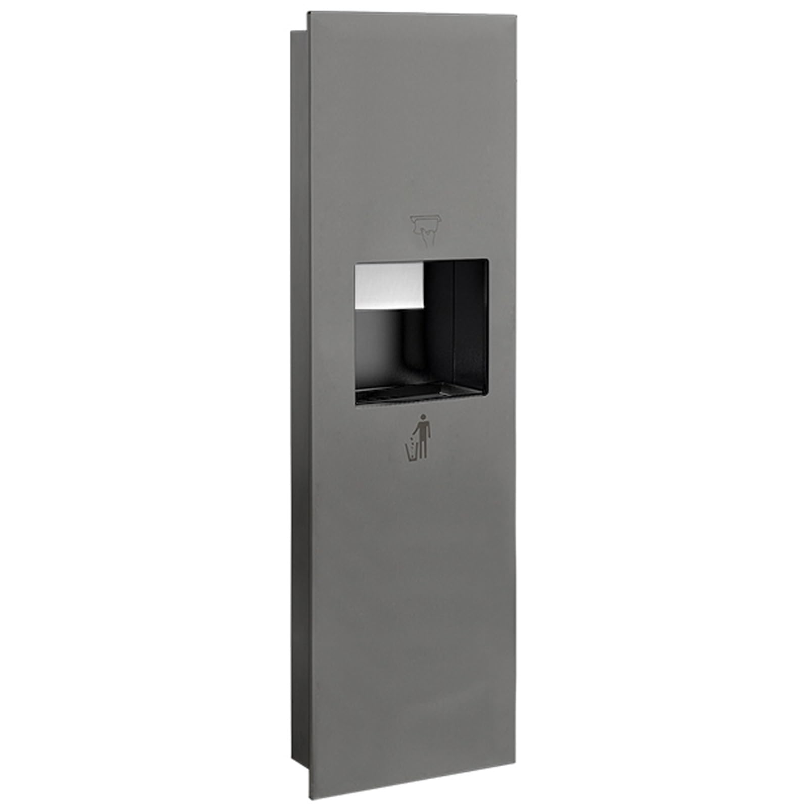 Dispensador de toallas de papel empotrado en pared con papelera integrada antirrayas