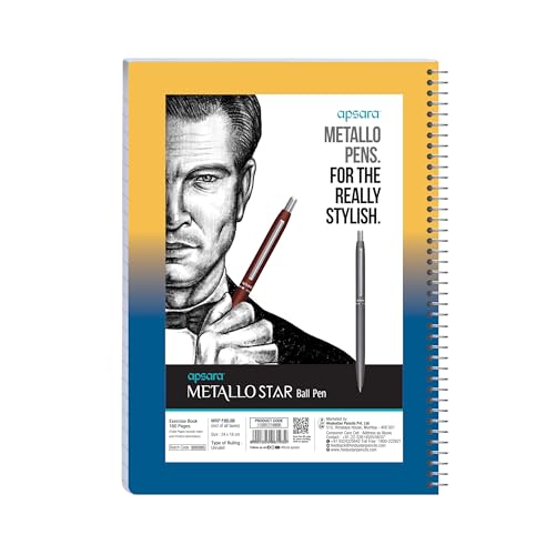 Image of Apsara Spiral Notebook 1 Subject 24X18 160Pages Unruled 60gsm For School, College Students and Professionals (Covers May Differ)