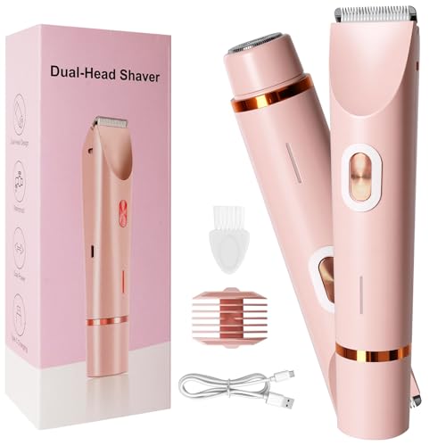 Afeitadora Eléctrica Para Mujer, 2 en 1 Depiladora Mujer Para Uso Húmedo y Seco, IPX7 Impermeable y Carga USB, Rasuradora Mujer Zona Intima, Removedor De Vello Facial Para Axilas, Piernas, Brazos